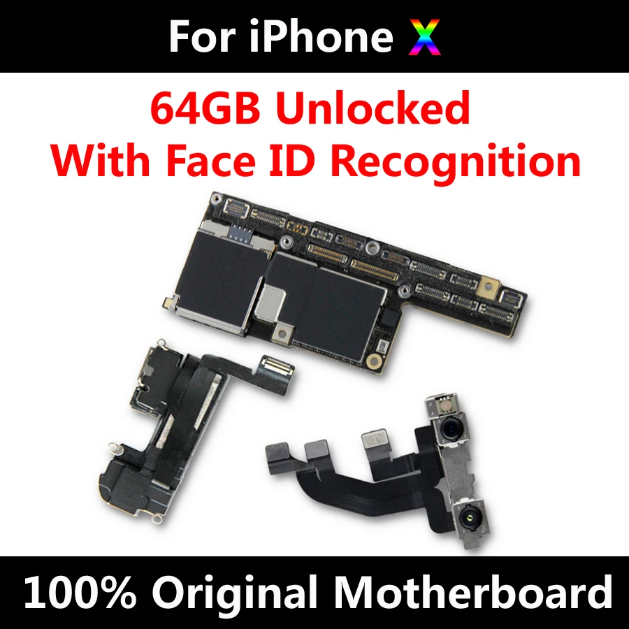 Factory Unlocked 64GB / 256GB Motherboard For iPhone X Original Mainboard With Face ID IOS Update Support Free Shipping
Factory Unlocked 64GB / 256GB Motherboard For iPhone X Original Mainboard With Face ID IOS Update Support Free Shipping