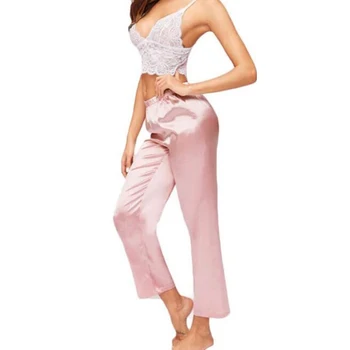 Women Lingerie Set, 2pcs See Through Floral Lace Sling Back Buckle Top Long Smooth Solid Color Long Pant Underwear Sleepwear Set
Women Lingerie Set, 2pcs See Through Floral Lace Sling Back Buckle Top Long Smooth Solid Color Long Pant Underwear Sleepwear Set