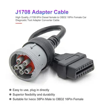 Truck Cable Adapter Converter Cable OBD1 to OBD2 for J1708 6Pin Diesel Female Car Diagnostic Tool to OBD2 16Pin
Truck Cable Adapter Converter Cable OBD1 to OBD2 for J1708 6Pin Diesel Female Car Diagnostic Tool to OBD2 16Pin