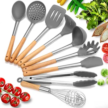 9PCS Silicone Kitchen Cooking Utensils Set -Bamboo Handle Nonstick Spatula Kitchenware Gadget set Kitchen Tools for Cooking
9PCS Silicone Kitchen Cooking Utensils Set -Bamboo Handle Nonstick Spatula Kitchenware Gadget set Kitchen Tools for Cooking