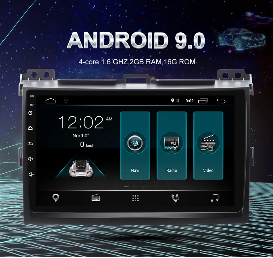 Excellent EBILAEN Android 9.0 Car Multimedia For Toyota Land Cruiser Prado 120 2004-2009 2Din Radio Cassette Player Navigation GPS 7