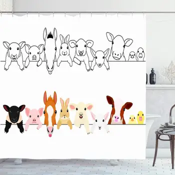 Shower Curtain Set with Hooks 72x72 Cute White Baby Calf Horse Farm Pig Babies Duck Color Chicken Row Chick Livestock Border Set
Shower Curtain Set with Hooks 72x72 Cute White Baby Calf Horse Farm Pig Babies Duck Color Chicken Row Chick Livestock Border Set