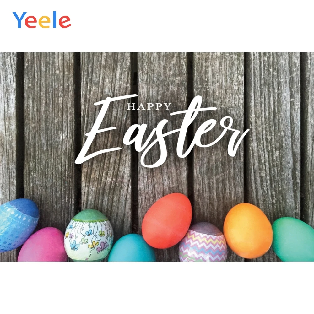 

Yeele Happy Easter Day Spring Egg Grunge Wood Decor Photography Backdrops Personalized Photographic Backgrounds For Photo Studio