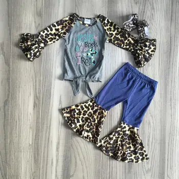 children Girls Fall clothes girls leopard outfts with bell bottom pants baby kids boutique clothing 
children Girls Fall clothes girls leopard outfts with bell bottom pants baby kids boutique clothing