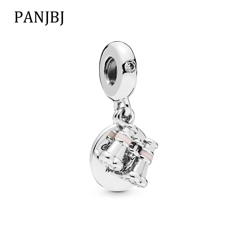 New Original Alloy Bead Heart Binoculars Dangle Charm Fit Bracelet Necklace DIY Women Jewelry