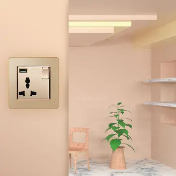13A Universal Three-hole with 1switch 1USB Socket Stainless Steel panel Wall Outlet Grounded household socket home improvement
13A Universal Three-hole with 1switch 1USB Socket Stainless Steel panel Wall Outlet Grounded household socket home improvement