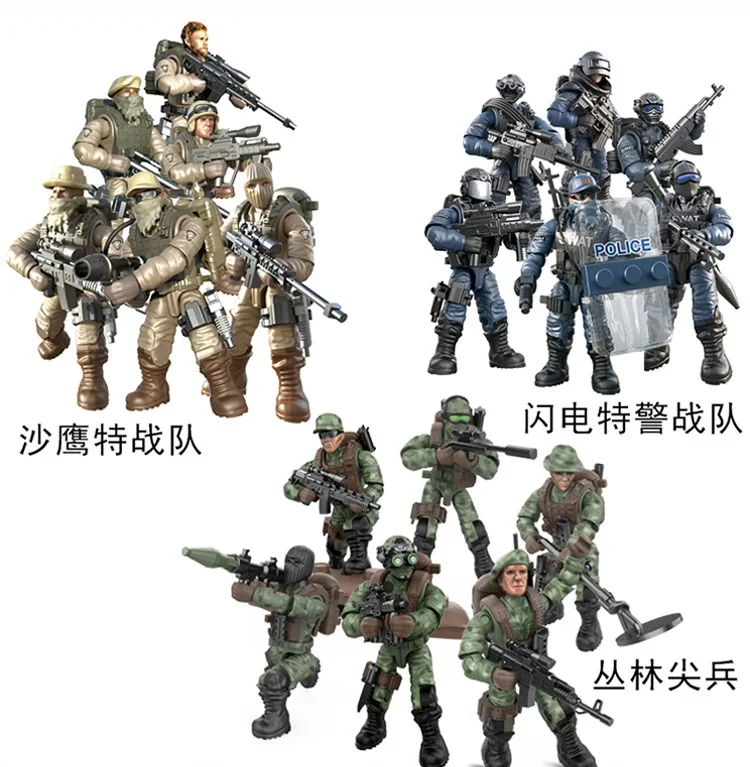 XJ9902/9904/9905 6pcs/lot Special team policeDIY Model Building Blocks Bricks Toys For Children Gift
XJ9902/9904/9905 6pcs/lot Special team policeDIY Model Building Blocks Bricks Toys For Children Gift