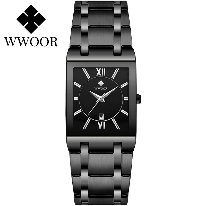 Горячая Распродажа мужские кварцевые часы WWOOR люксовый бренд квадратные