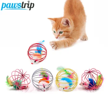 pawstrip 1pc Cage Mouse Cat Toy Interactive Funny Playting Kitten Cat Toys Feather Scratcher Ball Pet Toys For Cats Diameter 6cm 
pawstrip 1pc Cage Mouse Cat Toy Interactive Funny Playting Kitten Cat Toys Feather Scratcher Ball Pet Toys For Cats Diameter 6cm