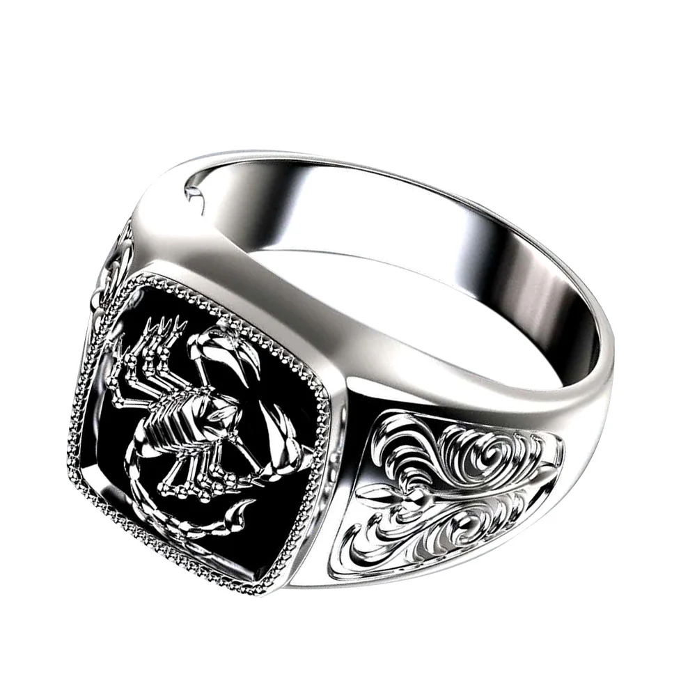 Men Scorpion Engraved Alloy Wide Finger Ring Birthday Club Party Jewelry Gift Finger Ring Men inger Ring Jewelry Gift Finger Rin