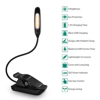USB Rechargeable LED Clip Book Light Reading Lamp with 9 Modes Eye Protection Brightness Lamp With Clip for Kindle Book Computer
USB Rechargeable LED Clip Book Light Reading Lamp with 9 Modes Eye Protection Brightness Lamp With Clip for Kindle Book Computer