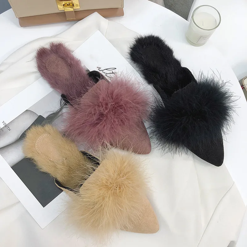 Shoes Pointed Toe Ladies' Slippers Flock Luxury Slides Low Pokemon Plush Flat Designer Fur 2019 Cover Fabric PU Rubber Rome
Shoes Pointed Toe Ladies' Slippers Flock Luxury Slides Low Pokemon Plush Flat Designer Fur 2019 Cover Fabric PU Rubber Rome