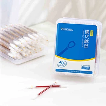 50pcs/pack Double Head Iodophor Cotton Swabs Lodien Disinfecting Solution Portable Emergency Small Wound First Aid Rescue Supply
50pcs/pack Double Head Iodophor Cotton Swabs Lodien Disinfecting Solution Portable Emergency Small Wound First Aid Rescue Supply