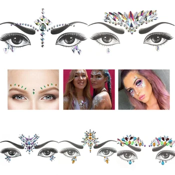 

1PC New 3D Face Temporary Tattoo Crystal Stickers Temporary Eyes Tattoo Transfer Eyeshadow Eyeliner Face Stickers Women Fashion