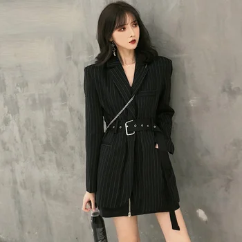Fashion Striped Sashes Female Blazer Notched Full Sleeve Black Woemn Tops Autumn Loose Suit Streetwear 2020 High Quality
Fashion Striped Sashes Female Blazer Notched Full Sleeve Black Woemn Tops Autumn Loose Suit Streetwear 2020 High Quality