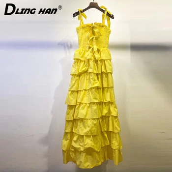 DLINGHAN Fashion Cascading Ruffle Solid color cake Dress Off Shoulder Spaghetti Strap Beach Vacation Dresses Summer Women New
DLINGHAN Fashion Cascading Ruffle Solid color cake Dress Off Shoulder Spaghetti Strap Beach Vacation Dresses Summer Women New
