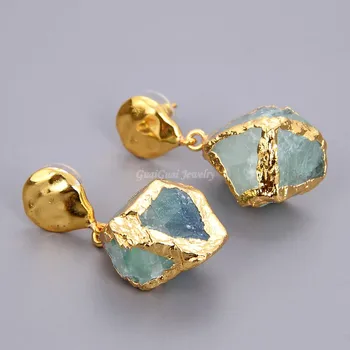 GuaiGuai Jewelry Natural Green Gems Flourite Nugget Gold Plated Earrings
GuaiGuai Jewelry Natural Green Gems Flourite Nugget Gold Plated Earrings