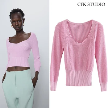 1:1 Za Women Sweater with O-neck Long Sleeve Knitted Pullover Femme Summer Solid Basic Casual Pink Top
1:1 Za Women Sweater with O-neck Long Sleeve Knitted Pullover Femme Summer Solid Basic Casual Pink Top