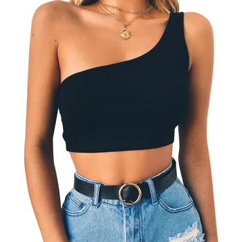 Women Crop Top Party Casual Slim Ladies Solid Summer Sports Tank Fashion Sexy Sleeveless Beach One Shoulder Bare Midriff 
Women Crop Top Party Casual Slim Ladies Solid Summer Sports Tank Fashion Sexy Sleeveless Beach One Shoulder Bare Midriff