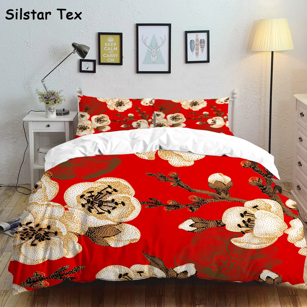

Silstar Tex Vintage Flowers Bedding Set Bed linen 3pcs Modern Style Quilt Cover Duvet Cover Sets Flat Sheet Livingroom