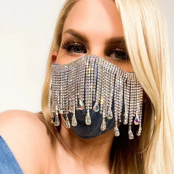 Sexy Shiny Rhinestone Crystal Tassel Masquerade Mask Party Face Jewelry Mask For Women Wedding Nightclub Decoration Gift
Sexy Shiny Rhinestone Crystal Tassel Masquerade Mask Party Face Jewelry Mask For Women Wedding Nightclub Decoration Gift