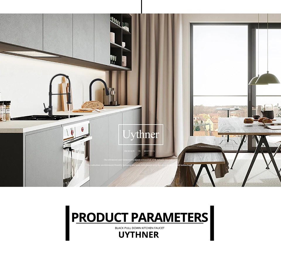 Matte Black Kitchen Faucet Pull Down Kitchen Mixer Tap 360 Degree Rotation Kitchen Sink Taps Hot and Cold Water Faucet Crane