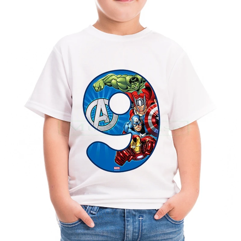 New Fashion Children's Clothes Happy Birthday 1 To 9 Number Summer Cotton White T-shirt for Boy Hulk Spider Man Tshirt for Kid
New Fashion Children's Clothes Happy Birthday 1 To 9 Number Summer Cotton White T-shirt for Boy Hulk Spider Man Tshirt for Kid
