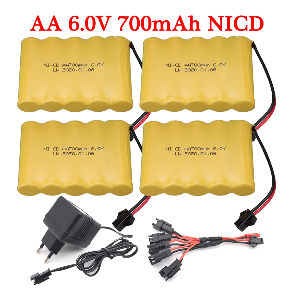 

6v 700mah AA NICD Battery Pack With EU Charger For RC Toy Car Boats GUN TANKs Trucks Trains RC Toys Model 6V Ni-CD Battery pack