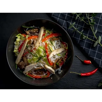 Noodles funchoza with chicken and vegetables Sharp 
Noodles funchoza with chicken and vegetables Sharp