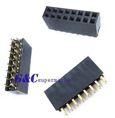 5PCS 2X8 Pin 16P 2.54mm Double Row Female Straight Header Strip diy electronics | Электронные компоненты и