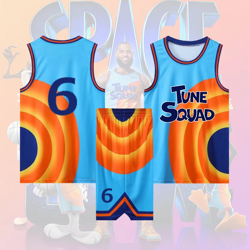 

Custom full set jersey Movie Space Jam JAMES 6# 23# Tune Squad Basketball Jersey Set Sports Air Slam Dunk Sleeve Shirt Uniform