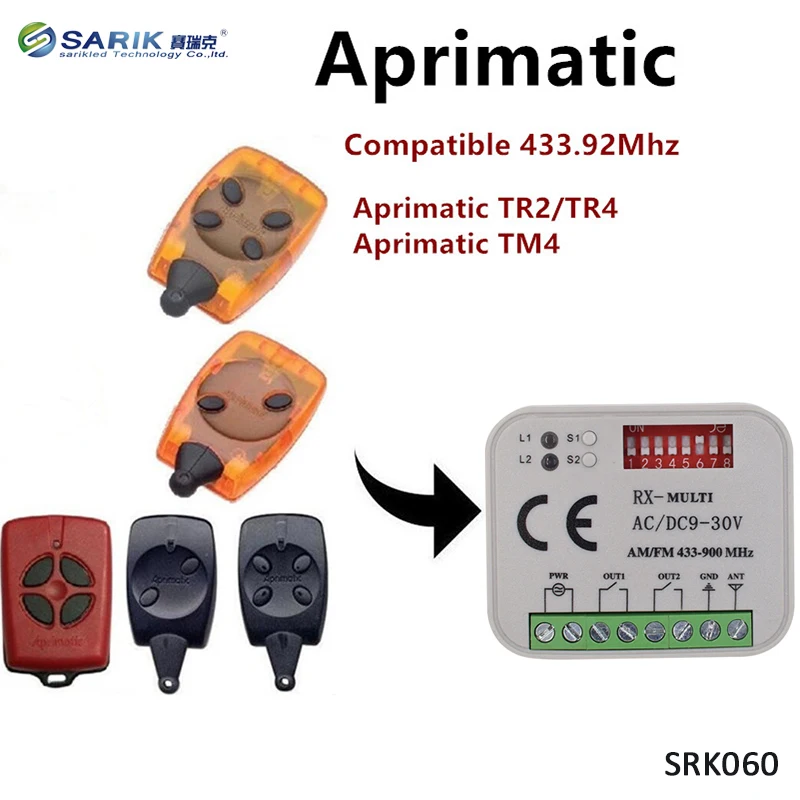 Aprimatic Multi frequency 280-868mhz auto scan frequency Universal Garage door remote control receiver
Aprimatic Multi frequency 280-868mhz auto scan frequency Universal Garage door remote control receiver