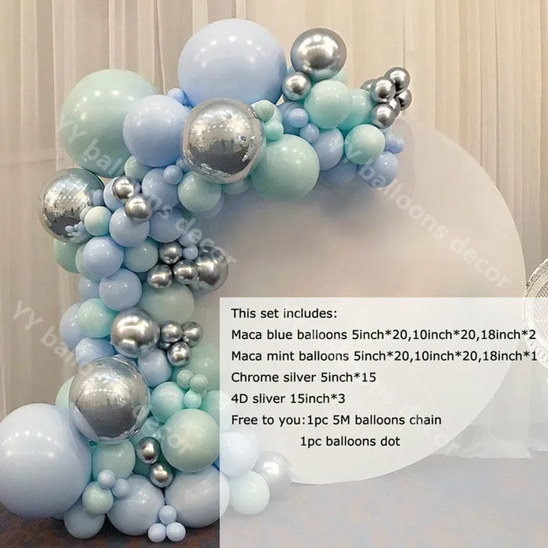 Macaron Blue Mint Pastel воздушные шары гирлянды Серебристые 101 шт. Сделай Сам День рождения