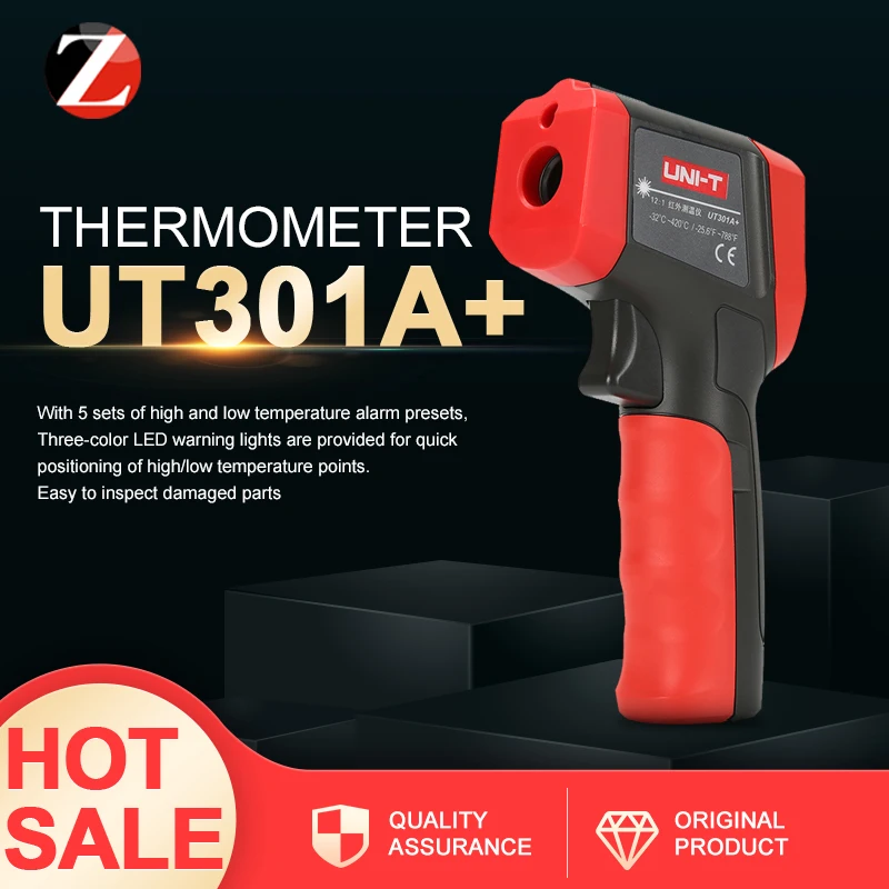 Infrared thermometers UNI-T UT301A+ color screen non-contact thermometer /-32 ~ 420C, adjustable emissivity multi application
Infrared thermometers UNI-T UT301A+ color screen non-contact thermometer /-32 ~ 420C, adjustable emissivity multi application