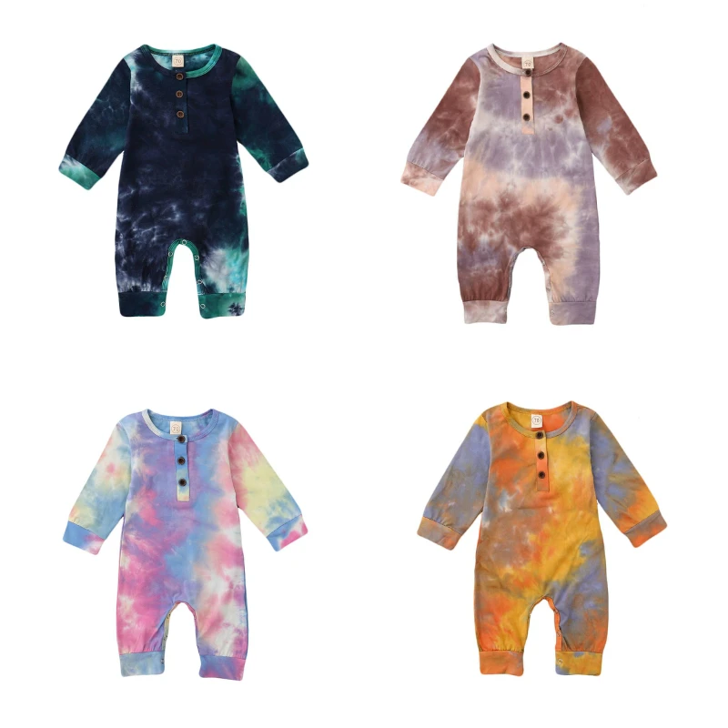 Baby's Autumn Clothing Boy Girl Buttons Romper Jumpsuits pants Long Sleeve Tie Dye Print Cute Casual Cotton Costume Clothes 2020
Baby's Autumn Clothing Boy Girl Buttons Romper Jumpsuits pants Long Sleeve Tie Dye Print Cute Casual Cotton Costume Clothes 2020