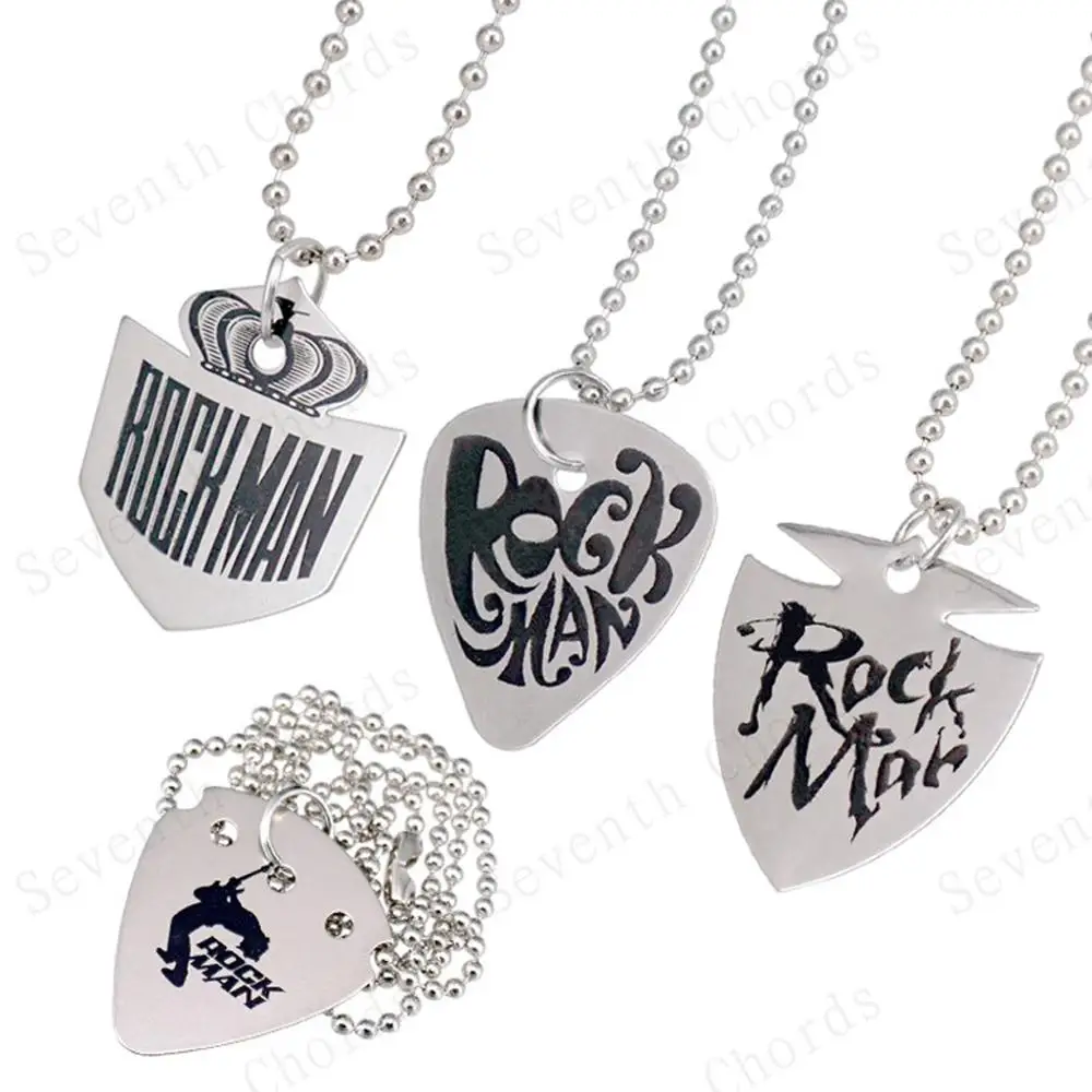 

1Pcs Stainless Steel Pendant Necklace Guitar Pick Collares Pendant Strips Chain Necklace Jewelry Picks