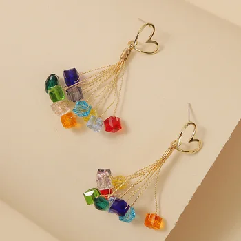 2020 Fashion Multicolor Square Crystal Beaded Handmade Drop Earrings For Women Trendy Gold Metal Hollow Heart Dangle Earring
2020 Fashion Multicolor Square Crystal Beaded Handmade Drop Earrings For Women Trendy Gold Metal Hollow Heart Dangle Earring