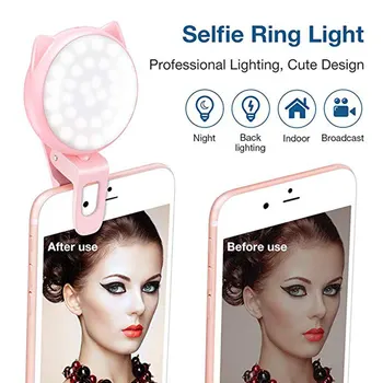 Selfie Ring Light LED Rechargeable Clip on Ring Light with 3 Brightness 32 Bulbs Mini USB Fill Light for Makeup Phone new
Selfie Ring Light LED Rechargeable Clip on Ring Light with 3 Brightness 32 Bulbs Mini USB Fill Light for Makeup Phone new