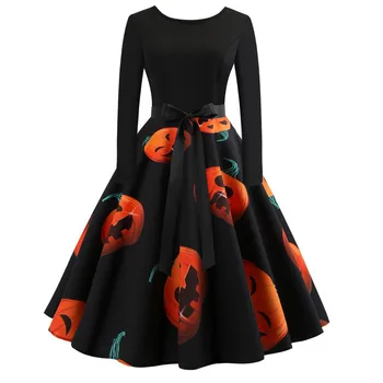 2019 Autumn Women Casual Full Sleeve O-Neck Retro Skull Skeleton Print Tunic Swing Halloween Party Midi Dresses Costume
2019 Autumn Women Casual Full Sleeve O-Neck Retro Skull Skeleton Print Tunic Swing Halloween Party Midi Dresses Costume