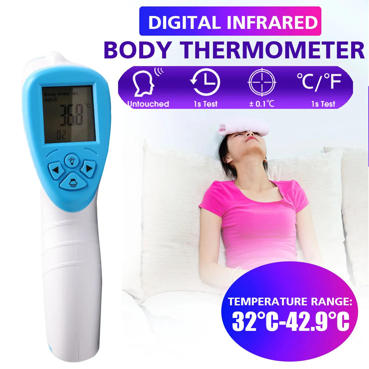 Digital Non-Contact Infrared Head Forehead Thermometer Temperature Meter Health Measurement Tools
Digital Non-Contact Infrared Head Forehead Thermometer Temperature Meter Health Measurement Tools