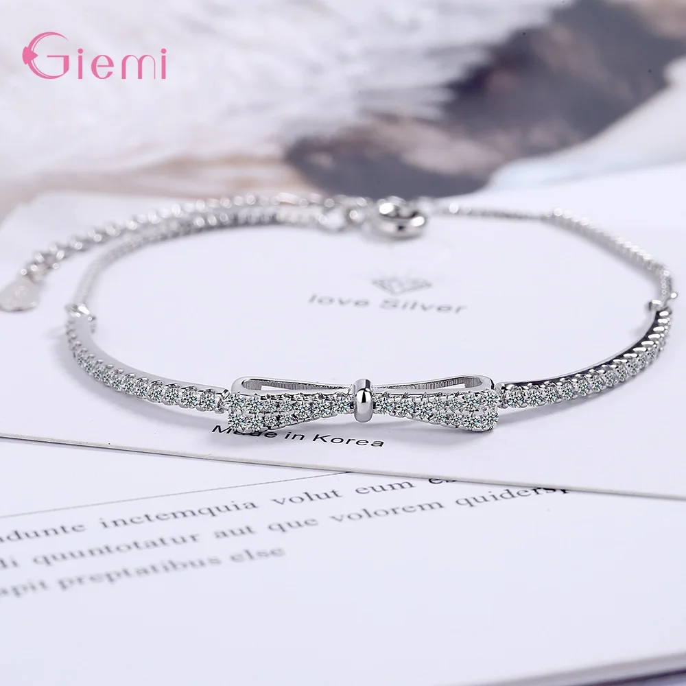 

Cute 925 Sterling Silver Crystal Bracelets For Women Girls Trendy Jewelry Valentines Day Gift For Girlfriend