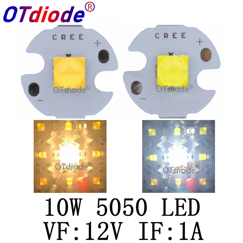 

5PCS 10W 12V 1A tdled Ceramic 5050 Cold White Warm White High Power LED Emitter Diode instead of CREE XML XM-L T6 LED for DIY