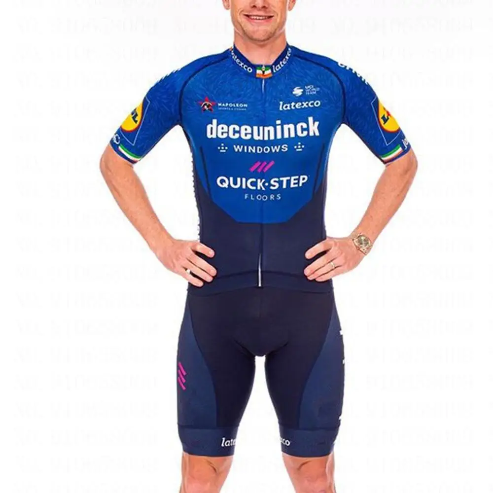 2021 Quick Step cycling team clothing mens POO champion suit blue short sleeve jersey and bib shorts ropa ciclismo maillot | Спорт и