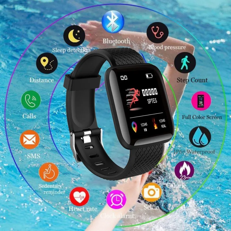 116plus Smart Watch Waterproof Fitness Tracker Dynamic Heart Rate Pedometer Monitoring Music Control Band smartwatch Men Women
116plus Smart Watch Waterproof Fitness Tracker Dynamic Heart Rate Pedometer Monitoring Music Control Band smartwatch Men Women