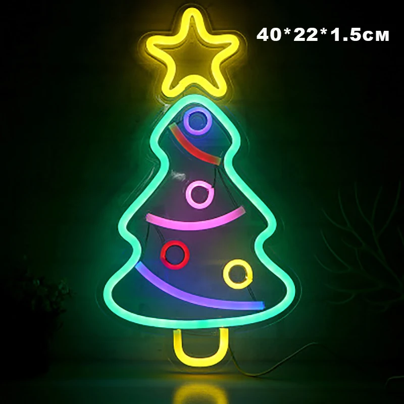 Generic Neon Light Cactus Pine Coconut Tree Popsicle Christmas Tree