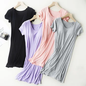 Ladies Nightdress With Chest Pad Without Rims Vest Comfort Mid-long Short Sleeve Nightdress
Ladies Nightdress With Chest Pad Without Rims Vest Comfort Mid-long Short Sleeve Nightdress