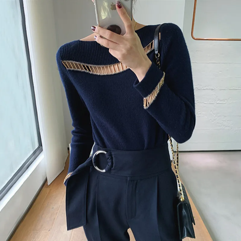2020 New Spring Loose Sweater Metal Chain Cashmere Off Shoulder Knitwear Clothing
2020 New Spring Loose Sweater Metal Chain Cashmere Off Shoulder Knitwear Clothing