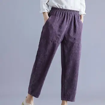 Womens Elastic Waist Corduroy Cropped Nine Pants Ladies Casual Pocket Pants Slacks 2020 Autumn Winter New Fashion Trousers H1 
Womens Elastic Waist Corduroy Cropped Nine Pants Ladies Casual Pocket Pants Slacks 2020 Autumn Winter New Fashion Trousers H1