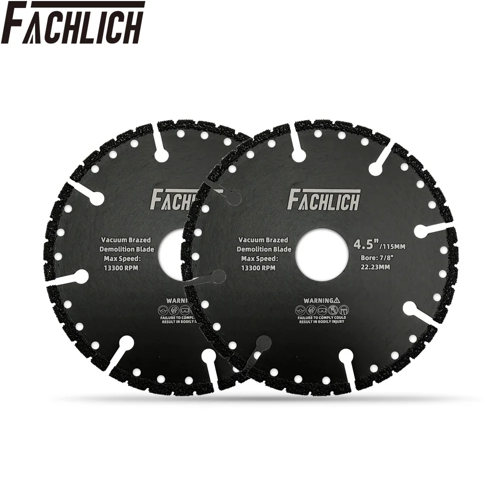 FACHLICH 2pieces All Purpose Diamond Cutting Disc for Rebar cast Iron Granite Demolition Saw Blade one for all Blade DiA 4.5"
FACHLICH 2pieces All Purpose Diamond Cutting Disc for Rebar cast Iron Granite Demolition Saw Blade one for all Blade DiA 4.5"