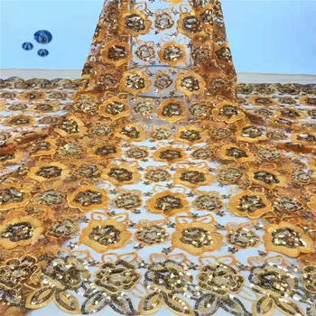 2020 Orange Shiny Sequins African Mesh Lace Fabric Lovely 3D Flower Nigerian French Tulle Lace Fabric For Wedding Sewing
2020 Orange Shiny Sequins African Mesh Lace Fabric Lovely 3D Flower Nigerian French Tulle Lace Fabric For Wedding Sewing